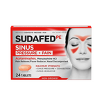 24-Count Sudafed PE Sinus Congestion Maximum Strength Non-Drowsy Decongestant Tablets