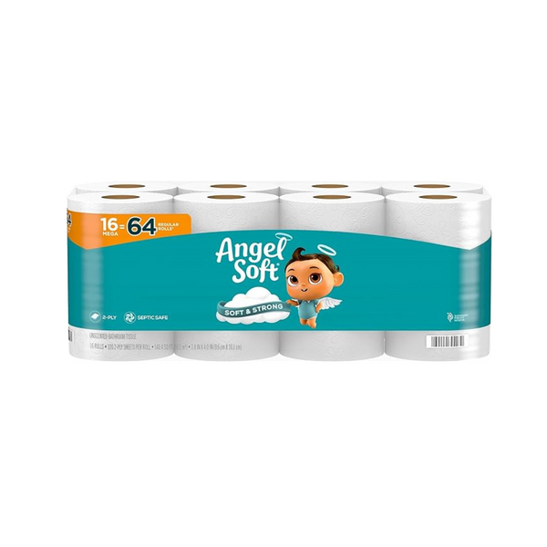 16 Mega Rolls of Angel Soft 2-Ply Toilet Paper Bath Tissue