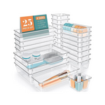 25 Pcs Clear Plastic Drawer Organizer Set