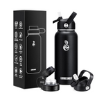 Lumesner Vacuum Insulated Water Bottle with 2 Lids and 2 Straws