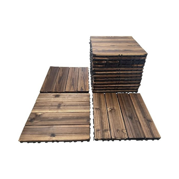 36-Pack 12" x 12" Waterproof Hardwood Interlocking Patio Deck Tiles