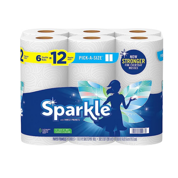 6-Pack Sparkle Double Rolls Pick-A-Size Paper Towels