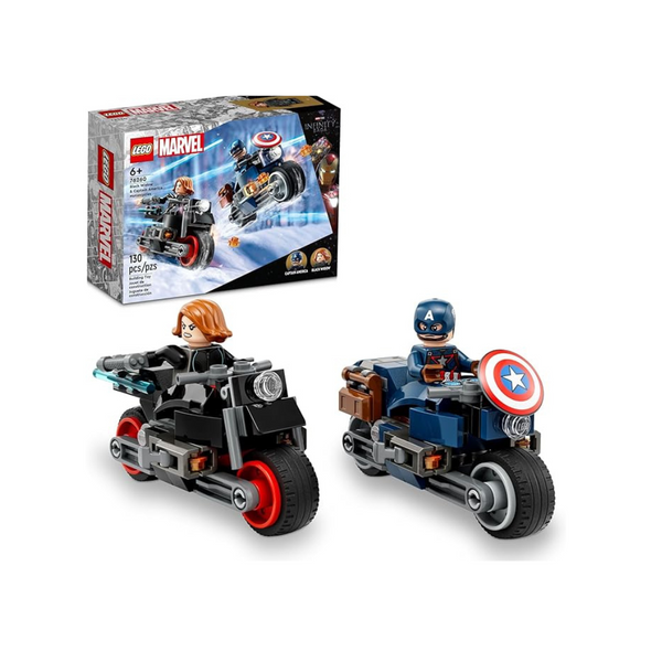 130-Piece LEGO Marvel Black Widow & Captain America Motorcycles Playset