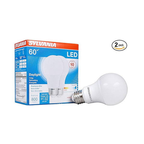 2-Pack Sylvania 60W Equivalent A19 800 Lumens LED Light Bulb