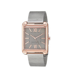 Nine West Women's Rose Gold Tone and Silver Tone Mesh Bracelet Watch