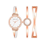 Anne Klein Women's Premium Crystal Accented Bangle Watch & Bracelet Set