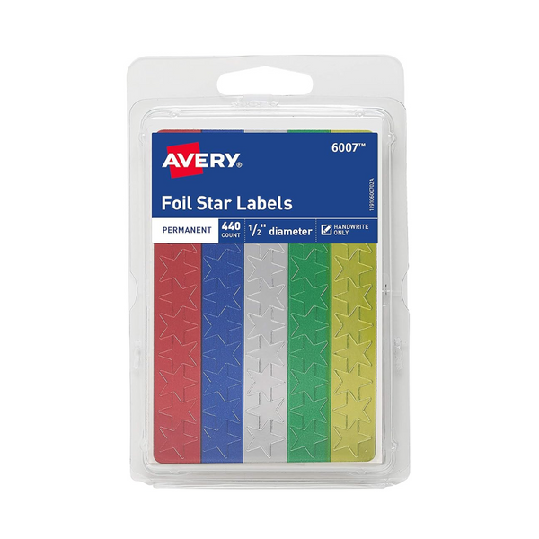 Avery Foil Star Labels, Assorted Colors (440 Star Stickers Total)