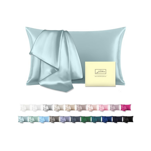 Suatien Mulberry Silk Pillowcase w/Hidden Zipper Soft Breathable Smooth Cooling Pillow Covers