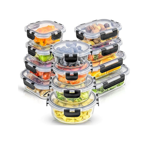 24-Piece JoyJolt JoyFul Borosilicate Glass Storage Containers