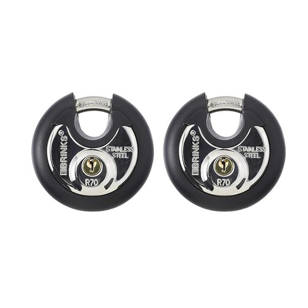 2-Pack Brinks 70mm Commercial Stainless Steel Keyed Discus Padlock