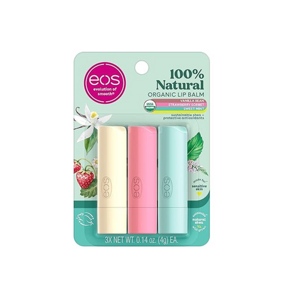 3-Pack Eos 100% Natural & Organic Lip Balm (0.14 oz)