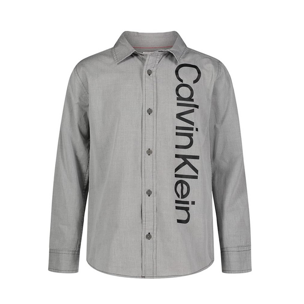 Calvin Klein Boys' Long Sleeve Woven Button-Down Shirt