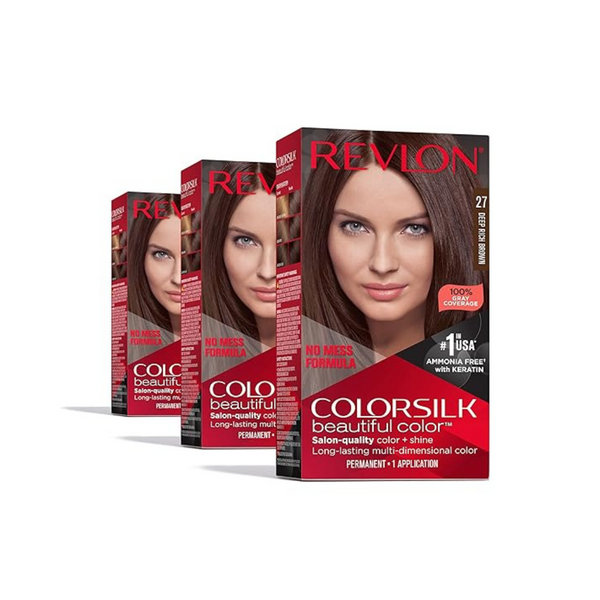 3-Pack Revlon Permanent Brown Hair Color Dye w/ 100% Gray Coverage