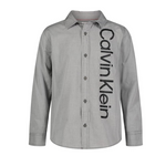 Calvin Klein Boys' Long Sleeve Woven Button-Down Shirt