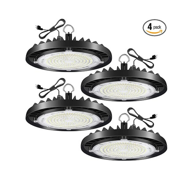 4-Pack Cinoton IP65 Waterproof 100W UFO LED High Bay Lights