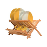 Bambusi Bamboo Dish Drying Rack Collapsible 2-Tier Dish Drainer