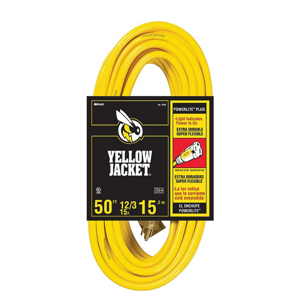 50-Ft Yellow Jacket  Heavy Duty 3-Prong 15-Amp Extension Cord with Lighted Ends