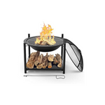 26" Portable Outdoor 2-in-1 Steel BBQ Grill Wood Burning Fire Pit