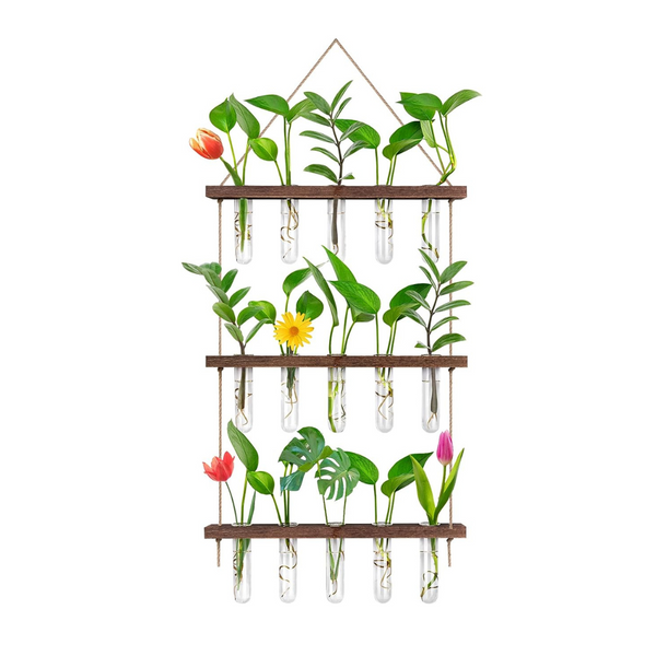 Eveage 3 Tier Propagation Stations Wall Hangings Glass Test Tubes Decor