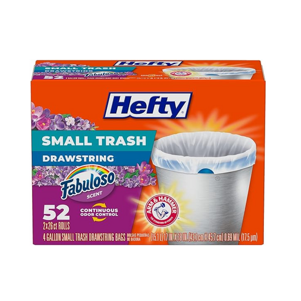 52-Count Hefty Small Trash Bags, Fabuloso Scent 4 Gallon