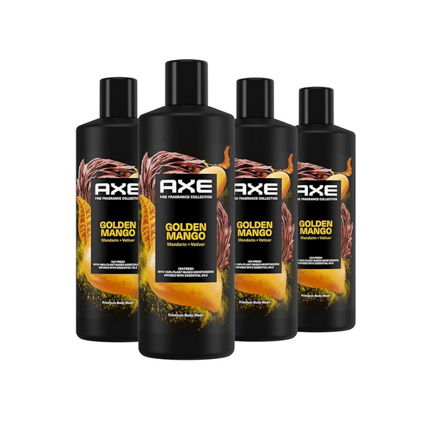 4 Bottles of AXE Fine Fragrance Collection Body Wash For Men Golden Mango