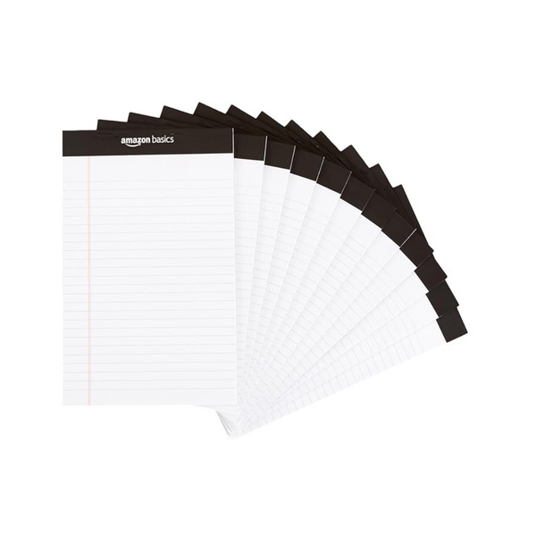 12-Pack Amazon Basics Narrow Ruled Lined Writing Note Pad