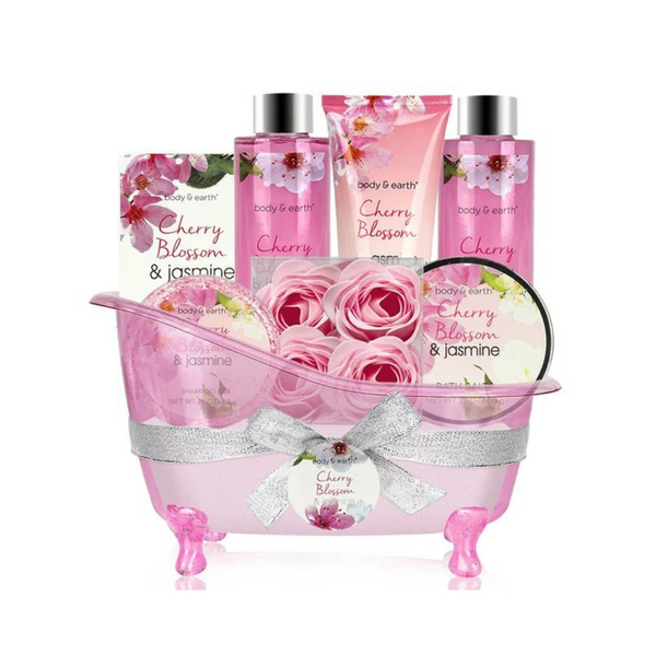 8-Piece Cherry Blossom & Jasmine Spa Baskets for Women's