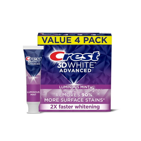 4-Pack Crest 3D White Luminous Mint Whitening Toothpaste