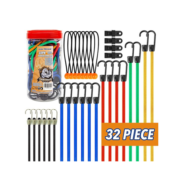 32-Piece Cartman Bungee Cords Assortment Jar with Hooks