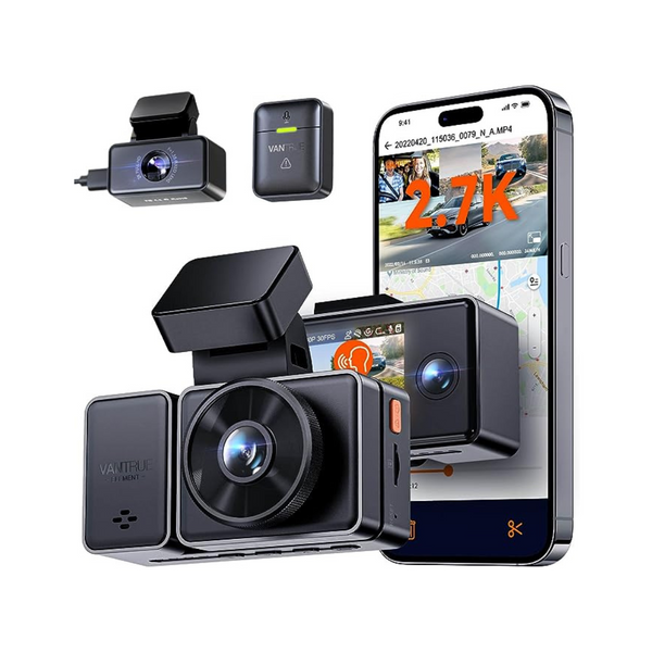 Vantrue 3 Channel Front and Rear Inside Dash Cam