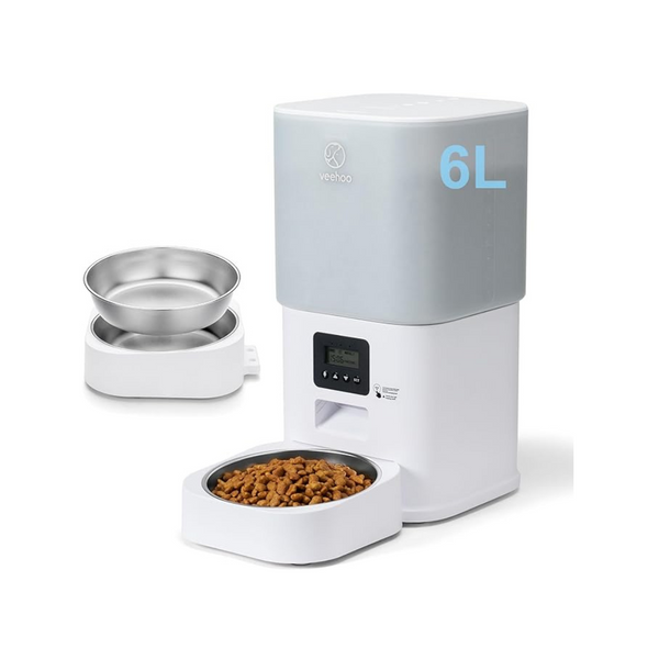 Veehoo Automatic 6L Pet Feeder with Stainless Steel Bowl