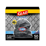 50-Count Glad Large Drawstring Trash Bags, 30 Gallon