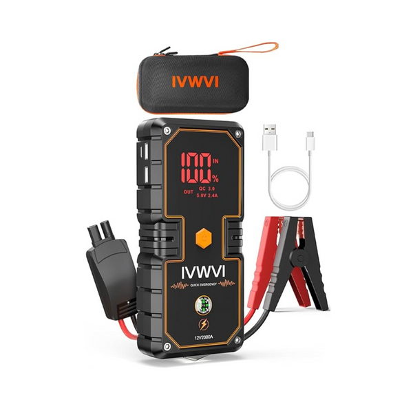 Ivwvi Upgraded 2000A Peak Portable Car Battery Jump Starter