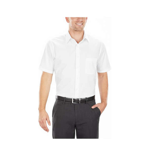 Van Heusen Men’s Regular Fit Poplin Solid Short Sleeve Dress Shirt