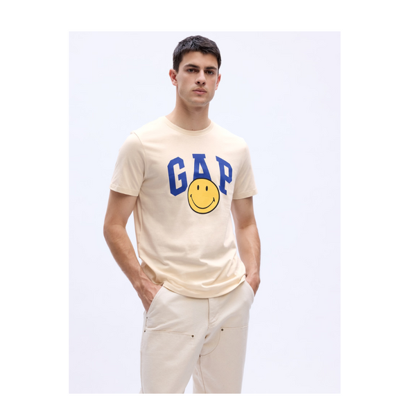 Gap Factory Men's Smiley Originals Gap Logo T-Shirt (Birch White)