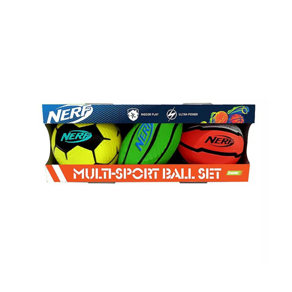 NERF Mini Foam Ball Set includes Football Soccer Ball and Basketball Soft Foam Ball