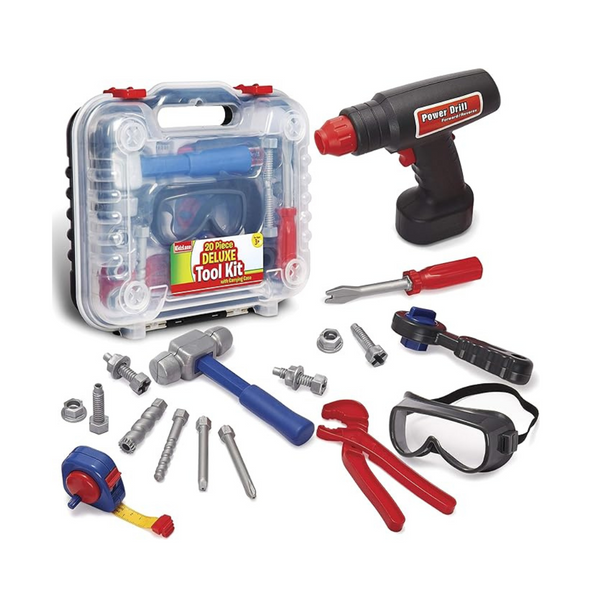 20-Pieces Kidzlane Tools Toy Set with Electronic Cordless Drill and Tool Box