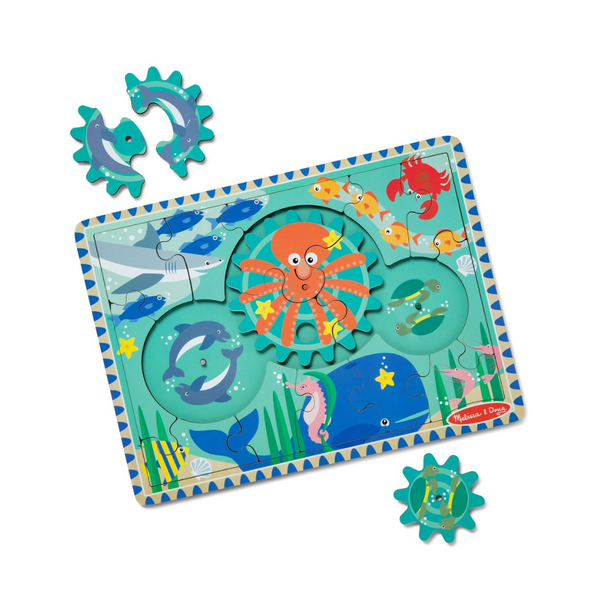 18-Pieces Melissa & Doug Wooden Underwater Jigsaw Spinning Gear Puzzle