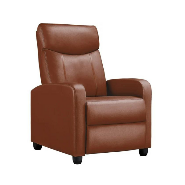 Comhoma Push Back Theater Adjustable Recliner with Footrest, Faux Leather