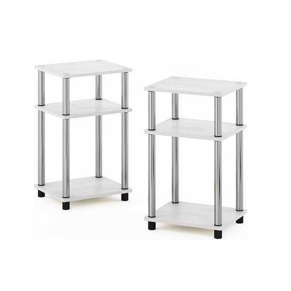 2-Pack Furinno Simplistic End Side Night Stand/Bedside Table with Stainless Steel Tubes