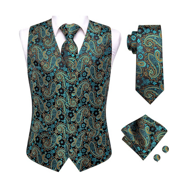 4-Piece Men's Waistcoat Vest Necktie Pocket