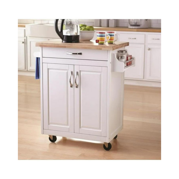 Mainstays Kitchen Island Cart with Drawer and Storage Shelves