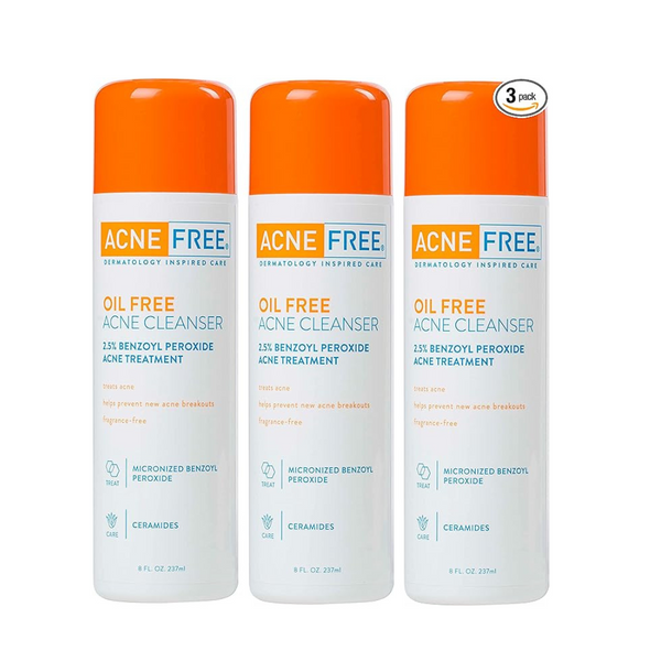 3-Pack AcneFree Oil-Free Acne Cleanser with Benzoyl Peroxide