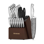 21-Piece Astercook German Stainless Steel Kitchen Knife Set with Block