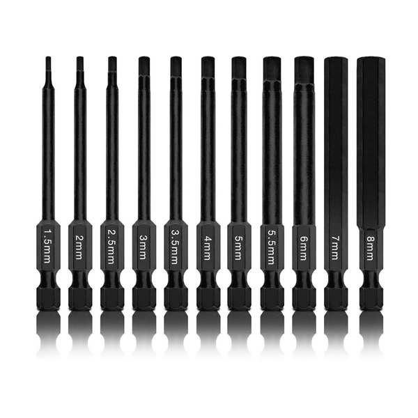 Neiko 01148A Hex Allen Power Bit Set (Metric 1.5mm to 8mm)