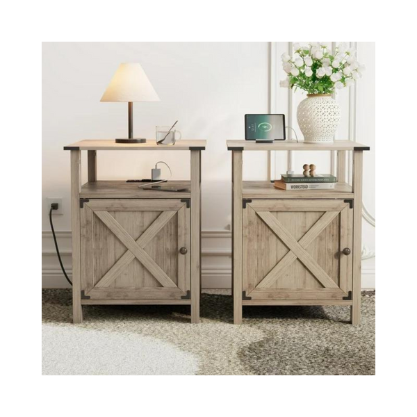 2-Set Behost Farmhouse Nightstand Bedside Table