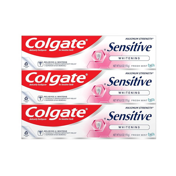 3-Pack Colgate Sensitive Maximum Strength Whitening Toothpaste