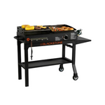 Blackstone Griddle & Charcoal Grill Combo with Side and Bottom Shelves