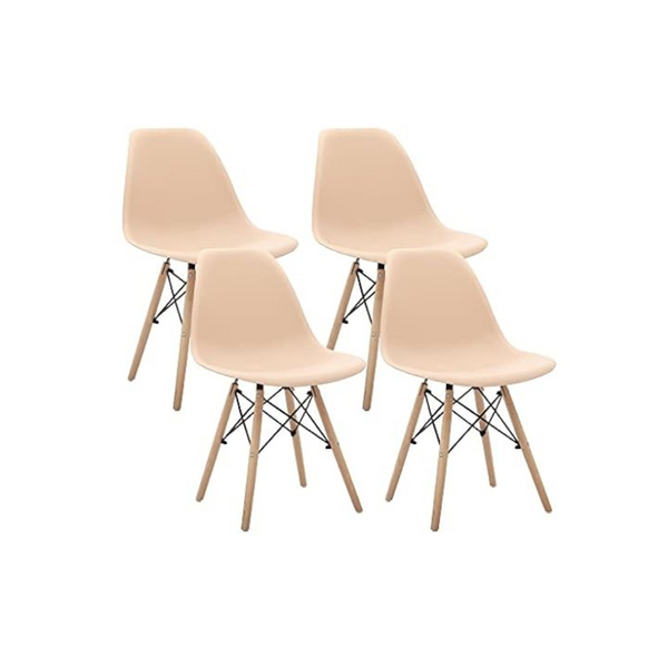 Set of 4 Modern Mid-Century Shell Lounge Plastic DSW Side Dining Chairs