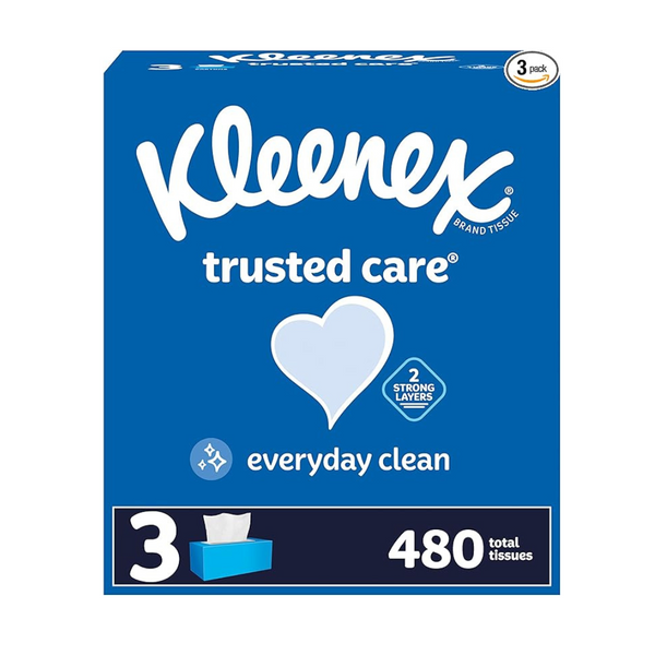 3 Boxes Kleenex Trusted Care Facial Tissues (160 Tissues per Box)